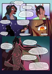 Size: 3969x5613 | Tagged: semi-grimdark, suggestive, artist:blackblood-queen, derpibooru import, oc, oc:daniel dasher, oc:lady lovegreen, oc:sunstreak, unofficial characters only, anthro, dracony, hybrid, pegasus, comic:be there, abs, anthro oc, bleeding, blood, clothes, comic, dialogue, digital art, fangs, female, floppy ears, gradient background, image, leonine tail, male, mother and child, mother and son, one eye closed, pegasus oc, png, scar, slit eyes, speech bubble, wings