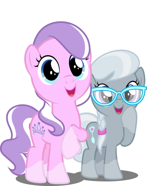 Size: 3946x5000 | Tagged: safe, artist:dashiesparkle edit, artist:parclytaxel, derpibooru import, edit, edited edit, editor:slayerbvc, vector edit, diamond tiara, silver spoon, crusaders of the lost mark, .svg available, absurd resolution, accessory-less edit, adorabullies, cute, glasses, missing accessory, raised hoof, simple background, smiling, socks (coat marking), transparent background, vector