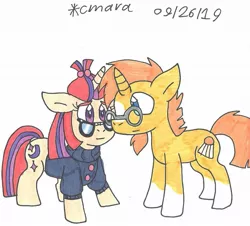 Size: 1134x1026 | Tagged: safe, artist:cmara, banned from derpibooru, deleted from derpibooru, derpibooru import, moondancer, sunburst, pony, unicorn, female, image, jpeg, male, shipping, simple background, straight, sundancer, white background