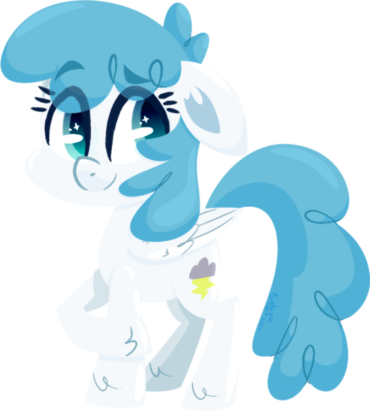 Size: 1079x1200 | Tagged: safe, artist:binkyt11, derpibooru import, lightning bolt, white lightning, pegasus, pony, chibi, ear fluff, eye clipping through hair, female, folded wings, lineless, mare, raised hoof, simple background, solo, starry eyes, transparent background, unshorn fetlocks, wingding eyes, wings