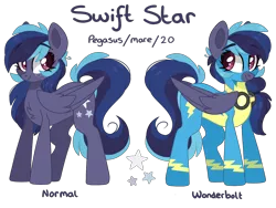 Size: 2224x1668 | Tagged: safe, artist:cinnamontee, derpibooru import, oc, oc:swift star, unofficial characters only, pegasus, pony, clothes, female, mare, reference sheet, simple background, solo, transparent background, uniform, wonderbolts uniform