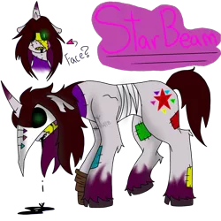 Size: 2048x2048 | Tagged: safe, artist:artmama113, derpibooru import, oc, oc:star beam, unofficial characters only, pony, unicorn, bandage, bust, female, horn, mare, plague doctor mask, reference sheet, simple background, transparent background, unicorn oc