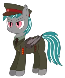 Size: 3016x3588 | Tagged: safe, artist:rainbowšpekgs, derpibooru import, oc, oc:malachite cluster, unofficial characters only, bat pony, pony, derpibooru community collaboration, 2021 community collab, annoyed, bat pony oc, bat wings, cap, clothes, czechoslovakia, hat, necktie, police, police uniform, simple background, solo, standing, transparent background, unamused, uniform, wings