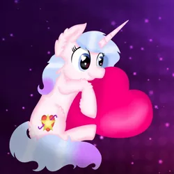Size: 1080x1080 | Tagged: safe, artist:rxndxm.artist, derpibooru import, oc, unofficial characters only, pony, unicorn, abstract background, ear fluff, eyelashes, heart, heart eyes, heart pillow, horn, hug, pillow, pillow hug, solo, unicorn oc, wingding eyes