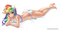 Size: 1500x774 | Tagged: suggestive, artist:racoonsan, derpibooru import, rainbow dash, human, equestria girls, adorasexy, anime, ass, barefoot, boob window, bra, breasts, busty rainbow dash, butt, cat keyhole bra set, cat lingerie, cleavage, clothes, cute, dashabetes, feet, female, legs, lingerie, looking at you, rainbutt dash, sexy, sleeveless, solo, solo female, stupid sexy rainbow dash, underwear