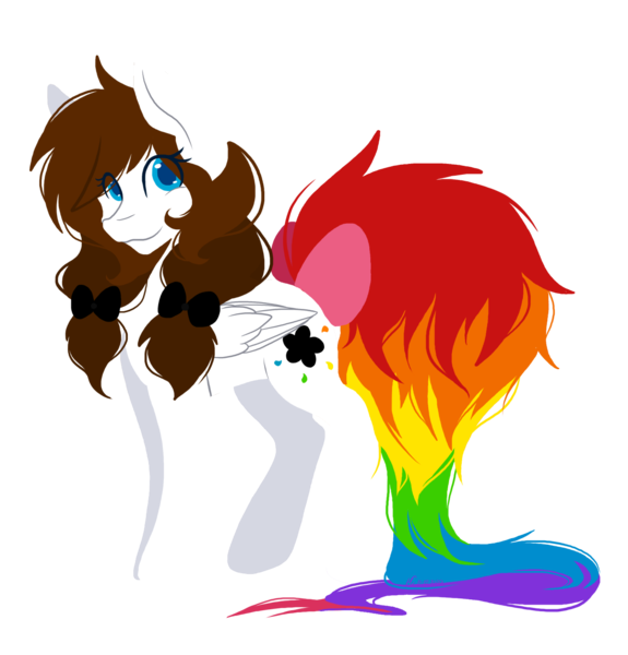 Size: 1280x1336 | Tagged: safe, artist:mscolorsplash, derpibooru import, oc, oc:color splash, unofficial characters only, pegasus, pony, big tail, bow, colored pupils, female, hair bow, lineless, mare, simple background, solo, transparent background