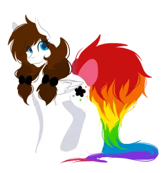Size: 1280x1336 | Tagged: safe, artist:mscolorsplash, derpibooru import, oc, oc:color splash, unofficial characters only, pegasus, pony, big tail, bow, colored pupils, female, hair bow, lineless, mare, simple background, solo, transparent background