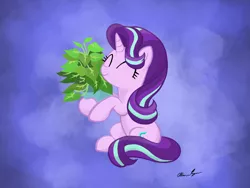 Size: 2048x1536 | Tagged: safe, artist:robots-art, derpibooru import, phyllis, starlight glimmer, pony, unicorn, cargo ship, cute, female, glimmerbetes, hug, mare, phylliglimmer, phyllisbetes, potted plant, shipping, solo