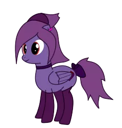Size: 2208x2311 | Tagged: safe, artist:tsugato, derpibooru import, oc, oc:burlesque belle, unofficial characters only, pegasus, pony, bow, choker, clothes, ear piercing, headband, original art, piercing, purple coat, purple mane, red eyes, simple background, socks, solo, tail bow, transparent background