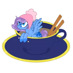 Size: 1700x1700 | Tagged: safe, artist:katelynleeann42, derpibooru import, oc, oc:snuggle, unofficial characters only, pegasus, pony, clothes, cup, cup of pony, female, mare, micro, scarf, simple background, solo, transparent background