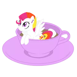 Size: 1280x1280 | Tagged: safe, artist:katelynleeann42, derpibooru import, oc, oc:sunrise, pegasus, pony, cup, cup of pony, female, mare, micro, simple background, solo, transparent background