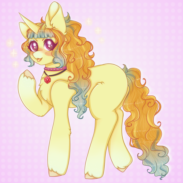 Size: 900x900 | Tagged: safe, artist:saltyvity, derpibooru import, adagio dazzle, sonata dusk, pony, unicorn, blush sticker, blushing, choker, fusion, gem, jewelry, necklace, raised hoof, siren gem, spiked choker, tongue out