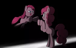 Size: 3000x1900 | Tagged: artist needed, source needed, safe, derpibooru import, pinkie pie, earth pony, pony, bipedal, crying, duality, pinkamena diane pie, pounce, self paradox, self ponidox, shocked, tears of fear