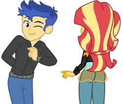 Size: 1800x1534 | Tagged: safe, artist:gmaplay, derpibooru import, flash sentry, sunset shimmer, equestria girls, bunset shimmer, butt, female, flashimmer, male, shipping, simple background, straight, transparent background