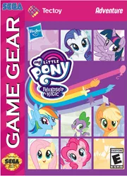 Size: 719x997 | Tagged: safe, derpibooru import, edit, applejack, fluttershy, pinkie pie, rainbow dash, rarity, spike, twilight sparkle, alicorn, cover, esrb, happy birthday mlp:fim, mane six, mlp fim's tenth anniversary, sega, sega game gear, stock vector, tectoy, twilight sparkle (alicorn)