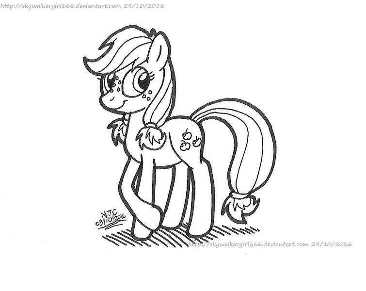 Size: 1287x1023 | Tagged: safe, artist:artistnjc, derpibooru import, applejack, earth pony, pony, where the apple lies, crossed hooves, freckles, monochrome, smiling, solo, teenage applejack, teenager