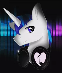 Size: 1080x1274 | Tagged: safe, artist:rxndxm.artist, derpibooru import, oc, oc:heart beat, unofficial characters only, pony, unicorn, bust, headphones, horn, male, solo, stallion, unicorn oc