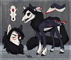 Size: 2195x1856 | Tagged: safe, artist:thegingercat, derpibooru import, oc, unofficial characters only, pegasus, pony, adoptable, artwork, auction, character, digital, feather, mistic, open, sale, scary, skull, witch