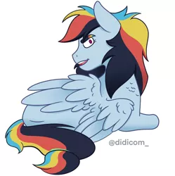 Size: 1024x1030 | Tagged: safe, artist:didicom, derpibooru import, oc, oc:ray, unofficial characters only, female, offspring, parent:rainbow dash, parent:soarin', simple background, solo, white background