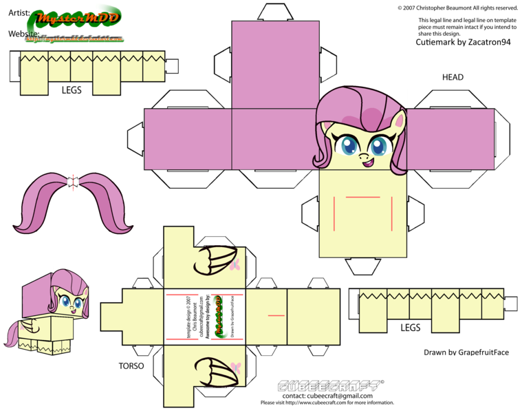 Size: 2979x2354 | Tagged: safe, artist:grapefruitface1, derpibooru import, fluttershy, pegasus, pony, my little pony: pony life, craft, cubeecraft, papercraft, printable, solo