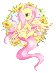 Size: 1511x1934 | Tagged: safe, artist:nessakav, derpibooru import, part of a set, fluttershy, butterfly, insect, pegasus, pony, cute, ear fluff, female, flower, looking at you, mare, profile, shyabetes, simple background, solo, sunflower, transparent background