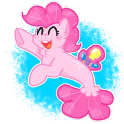 Size: 1200x1200 | Tagged: ^^, artist:raystarkitty, cheek fluff, cute, derpibooru import, diapinkes, eyes closed, female, neck fluff, open mouth, pinkie pie, safe, seaponified, seapony (g4), seapony pinkie pie, simple background, smiling, solo, species swap, transparent background