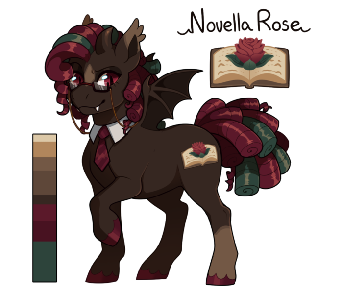 Size: 770x660 | Tagged: safe, alternate version, artist:lastnight-light, derpibooru import, oc, oc:novella rose, bat pony, pony, bowtie, female, glasses, mare, simple background, solo, transparent background