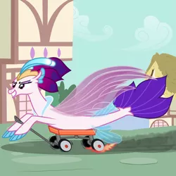 Size: 6969x6969 | Tagged: safe, artist:kmlp, derpibooru import, queen novo, seapony (g4), my little pony: the movie, burnout, female, grin, smiling, solo, wagon, wat