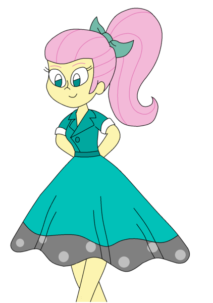 Size: 1211x1720 | Tagged: safe, artist:rarity525, derpibooru import, fluttershy, equestria girls, 50's fashion, poodle skirt, simple background, solo, transparent background