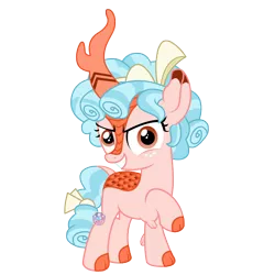 Size: 2000x2000 | Tagged: safe, artist:lovinglypromise, derpibooru import, cozy glow, kirin, evil grin, grin, kirinified, looking at you, raised hoof, simple background, smiling, solo, species swap, transparent background