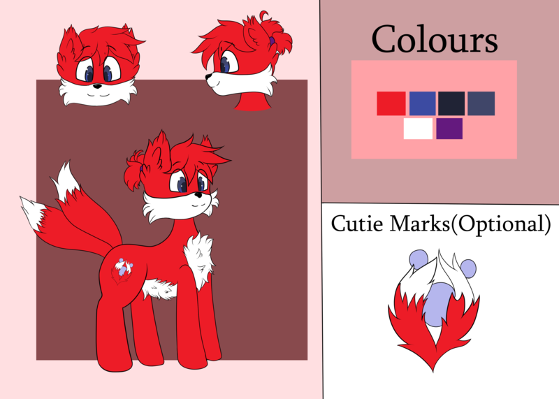 Size: 3500x2500 | Tagged: safe, artist:itwasscatters, derpibooru import, oc, oc:two-tailed derpy, unofficial characters only, fox, hybrid, pony, anime hair, bubble, chest fluff, commission, cutie mark, ear fluff, fluffy, headband, ponytail, reference sheet, solo, tail, two tails