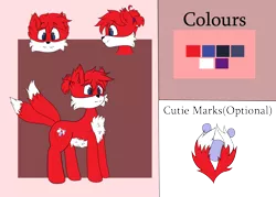 Size: 3500x2500 | Tagged: safe, artist:itwasscatters, derpibooru import, oc, oc:two-tailed derpy, unofficial characters only, fox, hybrid, pony, anime hair, bubble, chest fluff, commission, cutie mark, ear fluff, fluffy, headband, ponytail, reference sheet, solo, tail, two tails
