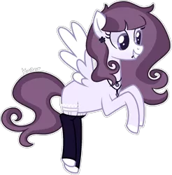 Size: 1365x1389 | Tagged: safe, artist:kurosawakuro, derpibooru import, oc, pegasus, pony, female, magical lesbian spawn, mare, offspring, parent:fleur-de-lis, parent:inky rose, simple background, solo, transparent background