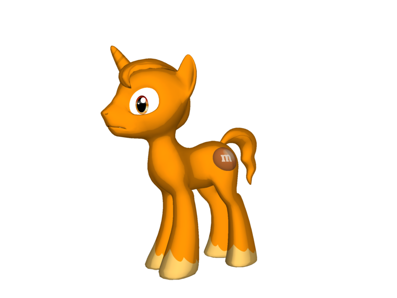 Size: 2000x1500 | Tagged: safe, artist:taionafan369, derpibooru import, oc, oc:crispy, oc:orange, ponified, pony, unicorn, pony creator, 3d, 3d pony creator, chocolate, crispy, food, m&m's, male, orange, ponylumen, pretzel, simple background, solo, transparent background, unshorn fetlocks