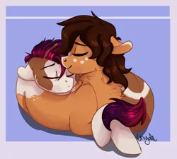 Size: 1884x1692 | Tagged: safe, artist:inyah, derpibooru import, oc, oc:cecilia, oc:glenn, unofficial characters only, original species, pegasus, pony, female, freckles, lying down, male, mare, pegasus oc, simple background, sleeping, snuggling, stallion, wings