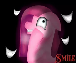Size: 1080x897 | Tagged: safe, artist:rxndxm.artist, derpibooru import, pinkamena diane pie, pinkie pie, earth pony, pony, bust, female, grin, insanity, mare, smiling