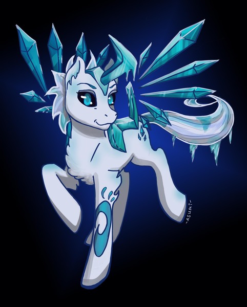 Size: 1620x2018 | Tagged: safe, artist:asumi, artist:asumi katsuragi, banned from derpibooru, deleted from derpibooru, derpibooru import, ponified, pegasus, pony, black sclera, castle cats, crossover, ice, image, jpeg, looking at you, male, raised hoof, smiling, solo, stallion