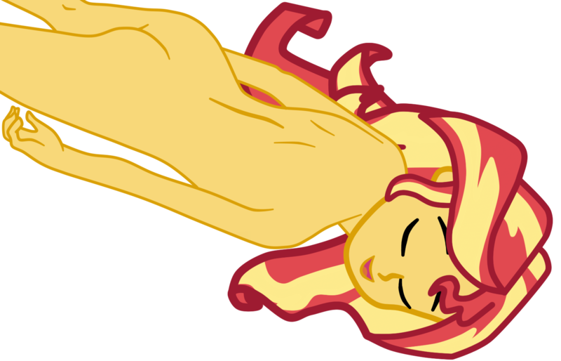 Size: 1493x960 | Tagged: suggestive, alternate version, artist:gmaplay, derpibooru import, sunset shimmer, human, equestria girls, ass, bunset shimmer, butt, casual nudity, eyes closed, female, image, nudity, open mouth, png, simple background, sleeping, sleeping in the nude, solo, transparent background, vector