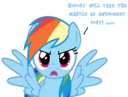 Size: 3000x2279 | Tagged: safe, artist:keronianniroro, derpibooru import, rainbow dash, pegasus, pony, angry, high res, looking at you, open mouth, simple background, solo, spread wings, talking to viewer, vector, white background, wings