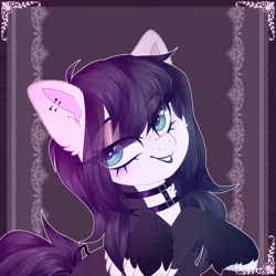 Size: 4200x4200 | Tagged: safe, artist:_spacemonkeyz_, derpibooru import, oc, oc:coquette, pegasus, pony, absurd resolution, bow, choker, lipstick, pegasus oc, piercing, solo, tail bow, unshorn fetlocks, wings