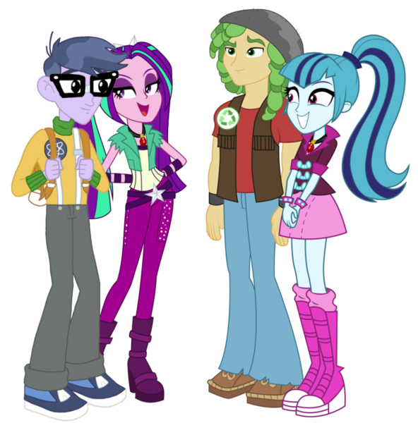 Size: 910x923 | Tagged: safe, artist:illumnious, artist:kimberlythehedgie, artist:maretrick, artist:skyfallerart, derpibooru import, edit, aria blaze, microchips, sandalwood, sonata dusk, equestria girls, rainbow rocks, ariachips, backpack, boots, bracelet, clothes, crack shipping, cute, female, gem, glasses, happy, high heel boots, hippie, jewelry, male, pants, pigtails, ponytail, sandata, shipping, shoes, simple background, siren gem, skirt, smiling, socks, spiked wristband, straight, transparent background, twintails, vector, wristband