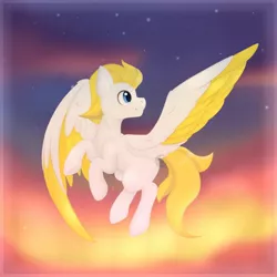 Size: 1024x1024 | Tagged: safe, artist:nekoremilia1, derpibooru import, oc, pegasus, pony, blue eyes, sky, solo, sunset