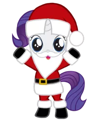 Size: 781x1024 | Tagged: artist needed, safe, derpibooru import, rarity, pony, unicorn, belt, bipedal, boots, christmas, clothes, costume, cute, fake beard, female, filly, filly rarity, hat, holiday, horn, looking at you, open mouth, raribetes, santa beard, santa claus, santa costume, santa hat, shoes, simple background, solo, transparent background, vector, younger
