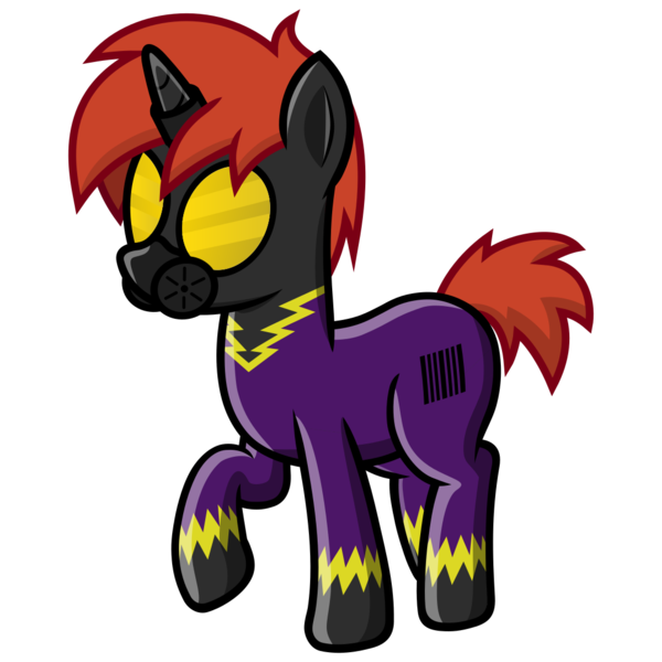 Size: 1080x1080 | Tagged: safe, artist:cyberpon3, derpibooru import, oc, oc:cyberpon3, unofficial characters only, pony, unicorn, .svg available, barcode, clothes, costume, drone, gas mask, horn, horn ring, jewelry, latex, latex suit, magic suppression, male, mask, raised hoof, ring, rubber drone, shadowbolt drone, shadowbolts costume, show accurate, simple background, solo, stallion, transparent background, vector