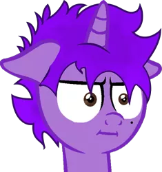 Size: 1897x2014 | Tagged: safe, artist:twilight_memes, derpibooru import, oc, oc:jão, unofficial characters only, pony, unicorn, :i, brown eyes, floppy ears, horn, i mean i see, meme, purple hair, simple background, solo, transparent background, unicorn oc