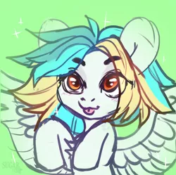 Size: 2436x2430 | Tagged: safe, artist:sugarstar, derpibooru import, oc, unofficial characters only, pegasus, pony, chest fluff, high res, rcf community, simple background, sketch, solo, tongue out