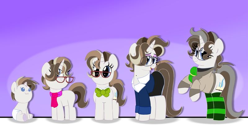 Size: 10000x5500 | Tagged: safe, artist:pokemonfan111, derpibooru import, oc, pony, unicorn, adult, age progression, clothes, cute, digital art, foal, socks, striped socks