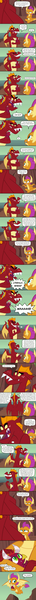 Size: 850x14254 | Tagged: safe, artist:queencold, derpibooru import, baby cinder, garble, smolder, dragon, comic:a dog's mother, angry, baby, baby dragon, comic, crying, dragoness, female, holding, sniffling, thumbnail is a stick, yelling