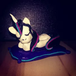 Size: 1080x1080 | Tagged: safe, artist:rxndxm.artist, derpibooru import, oc, oc:shooting star, unofficial characters only, pony, unicorn, craft, eyes closed, female, horn, irl, mare, photo, sculpture, solo, traditional art, underhoof, unicorn oc