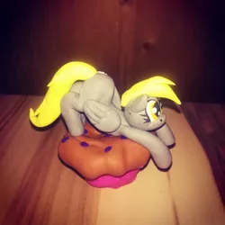 Size: 1080x1080 | Tagged: safe, artist:rxndxm.artist, derpibooru import, derpy hooves, pegasus, pony, craft, eyelashes, female, food, irl, mare, muffin, photo, sculpture, solo, traditional art